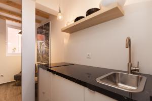 una cucina con lavandino e piano di lavoro di Apartments Stube 4 a Rovigno (Rovinj) Altre 28 foto