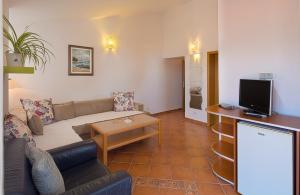 a living room with a couch and a tv at Apartment Ivanovic Family in Becici