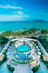 an aerial view of a resort with a swimming pool at Sunrise Nha Trang Beach Hotel & Spa in Nha Trang