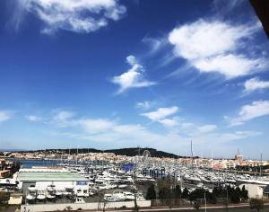 a view of a harbor with a bunch of boats at Belle vue, T2 Mezzanine vue port, 50 m de la plage de la conque in Cap d'Agde
