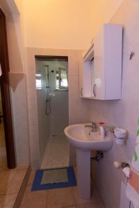 y baño con lavabo y ducha. en Appartamenti Massarella, en Fucecchio