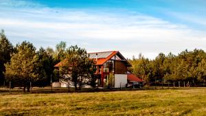 a house in a field with a fence at W Pelniku in Pelnik