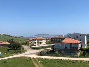a small town with a dirt road and houses at Aydın Apart Pansiyon in Sinop