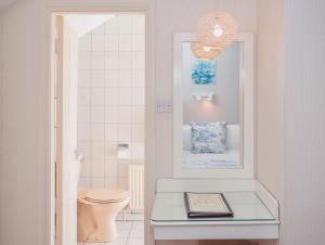 łazienka z toaletą i żyrandolem w obiekcie Ardree House B&B w Killarney