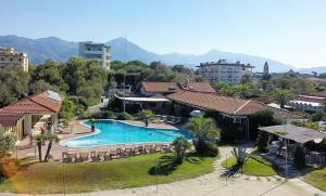 an aerial view of a resort with a swimming pool at Soleado beach house in Pietrasanta