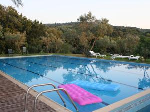 una piscina con due sedie a sdraio rosa di Cozy Holiday Home in Calabria with Garden a Maida