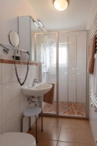 a bathroom with a sink and a shower at Drei Tannen in Bodenmais
