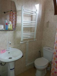 a bathroom with a white sink and a toilet at Aida Bed & Breakfast in Tatʼev