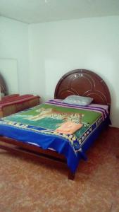 a bed in a room with a bedspread on it at Hospedaje Casa Viru in Lima