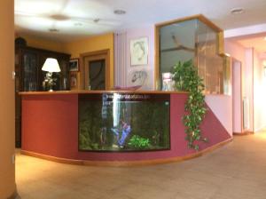 a lobby with a fish tank in a room at PLAYA Santa Baia in Vigo
