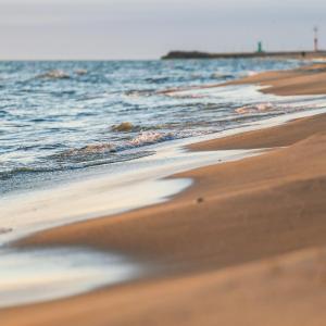 una imagen de la playa con el océano en Ośrodek Wypoczynkowy CHAMPION, en Władysławowo