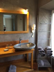 a bathroom with a sink and a mirror at Demeure des Pothières in Villeneuve-la-Lionne