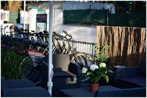 a group of bikes parked next to a fence at Motel Plus Berlin in Berlin