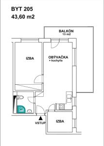 Půdorys ubytování Apartmán Lomnička - Tatranská Lomnica - Krásny výhľad na Vysoké Tatry