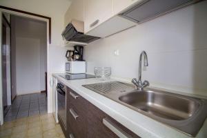 een keuken met een spoelbak en een aanrechtblad bij Pineta House Vidos in Poreč