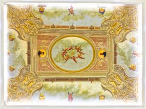 a painting of a clock on a wall at B&B Rest a Napoli in Naples