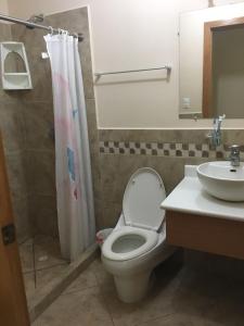 a bathroom with a toilet and a sink at Departamento playa Tonsupa, Esmeraldas in Tonsupa