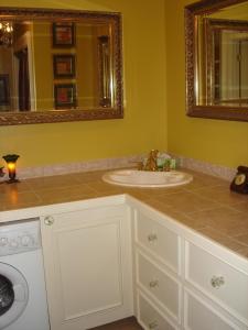 a bathroom with a sink and a mirror at 22 Charlotte in Charleston