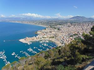 a view of a harbor with boats in the water at casa francesca in Castellammare del Golfo