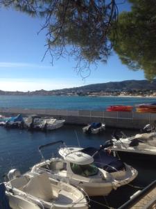 um grupo de barcos estão ancorados na água em Mer et Soleil em La Ciotat