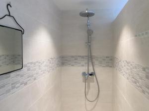 a shower with a shower head in a bathroom at Maison du golf in Nieuwpoort +28 photos