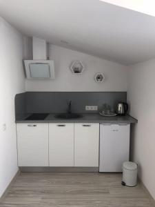 Kuchyň nebo kuchyňský kout v ubytování Tukums apartments