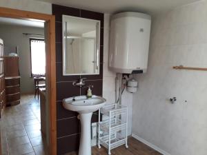 ein Bad mit einem Waschbecken und einem Spiegel in der Unterkunft Dům v Lednici in Lednice