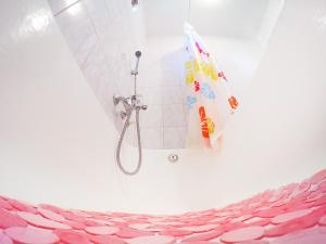 a bathroom with a shower with a shower curtain at Apartment Ante in Slunj +113 photos