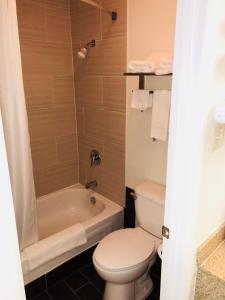 a bathroom with a toilet and a bath tub at Econo Lodge in Corbin