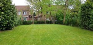 a large lawn in front of a house at Ferienhaus Heide in Bad Fallingbostel