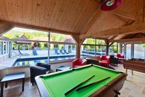 - un billard dans une salle avec un billard dans l'établissement Castel Damandre, à Arbois