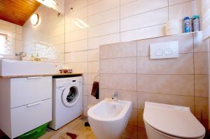 a bathroom with a toilet and a sink and a washing machine at Apartment Bedenikovic by El-Pi Tours in Malinska +13 photos