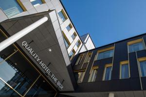 a building with a scientology sign on the side of it at Quality Hotel The Box in Linköping