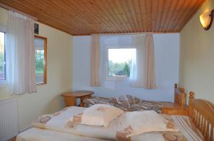 een slaapkamer met een bed en een raam bij Casa Mărioara in Şirnea