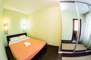 オムスクにあるRENT-сервис Apartment Sportivniy proezd 2の小さな部屋(ベッド1台、鏡付)