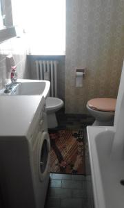 テーリオにあるCasa Andreoliのバスルーム(洗面台、トイレ、洗濯機付)