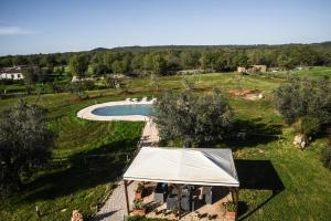 an overhead view of a tent in a field at Casale Di Vulci in Case Riminino