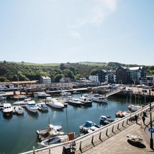 uma marina com muitos barcos na água em Sail Lofts em Douglas