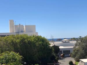 uma vista de um edifício com uma fábrica ao fundo em Mare Monte Seaview Boutique Apartment em Pafos