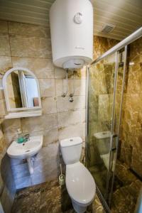 a bathroom with a toilet and a sink at Villa Megdani B in Ohrid +58 photos
