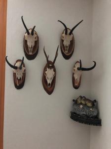 a wall with many different kinds of masks on it at Pension Liesertalerhof in Trebesing