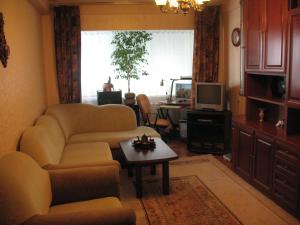 a living room with a couch and a table at Apartments near POLITECH in Kyiv