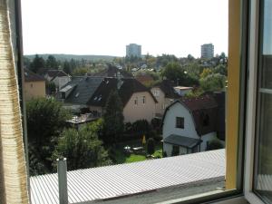 a view from a window of a town at Pension Kozel in Ricany