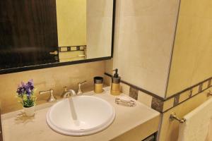 a bathroom with a white sink and a mirror at Las Piedras Design in San Miguel de Tucumán