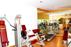 a gym with several exercise equipment in a room at Agritur Scoiattolo in Coredo