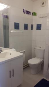 a white bathroom with a toilet and a sink at Le Cosy de Tasdon in La Rochelle +2 photos