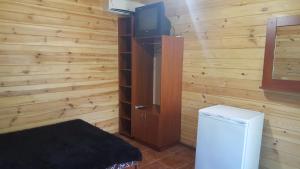 a room with a refrigerator and a tv in it at Хутірська 48 in Sanzhiyka