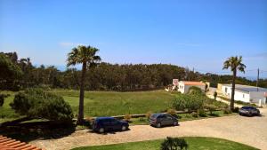 three cars parked in a driveway with palm trees at Quinta do Cabo Guesthouse in Sintra
