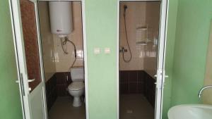 a bathroom with a toilet and a sink at Хутірська 48 in Sanzhiyka +26 photos
