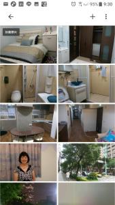 eine Collage mit verschiedenen Bildern eines Zimmers in der Unterkunft 永春棧Kozzy Apartment in Taipeh